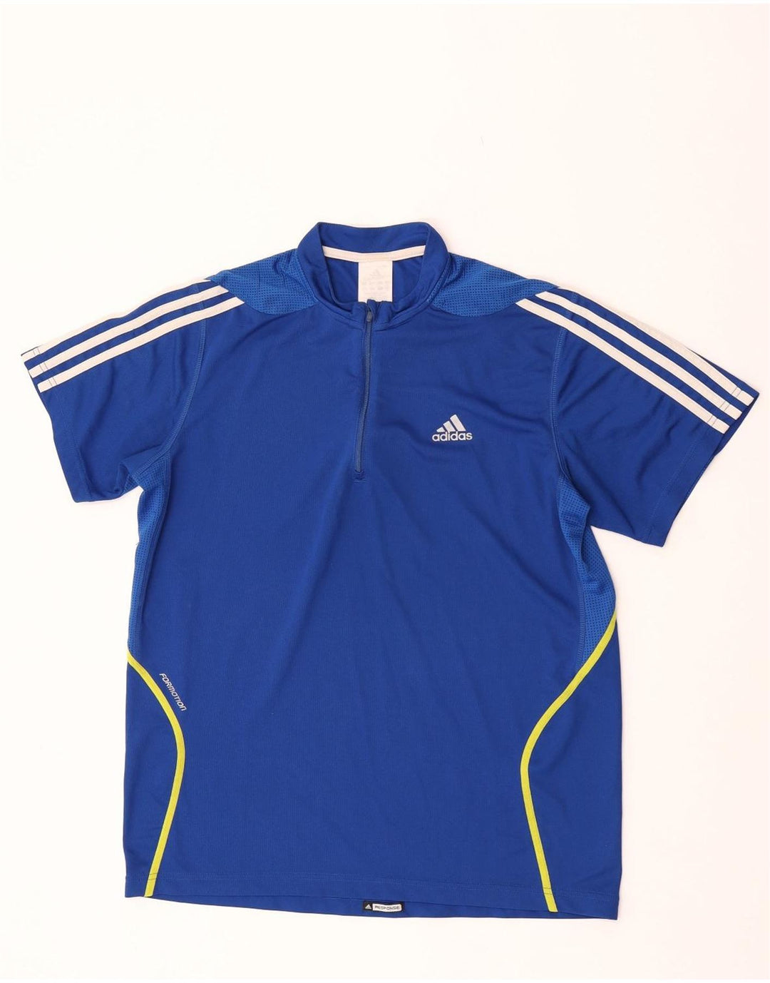 Adidas Mens Zip Neck T-Shirt Top Medium Blue Polyester