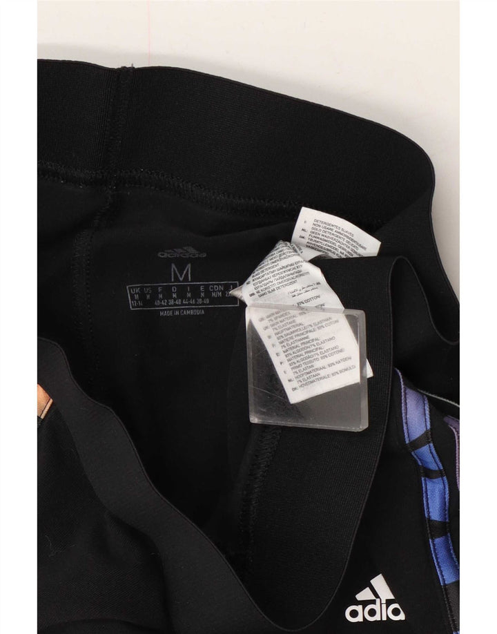 Adidas Womens Graphic Leggings UK 12/14 Medium Black Cotton