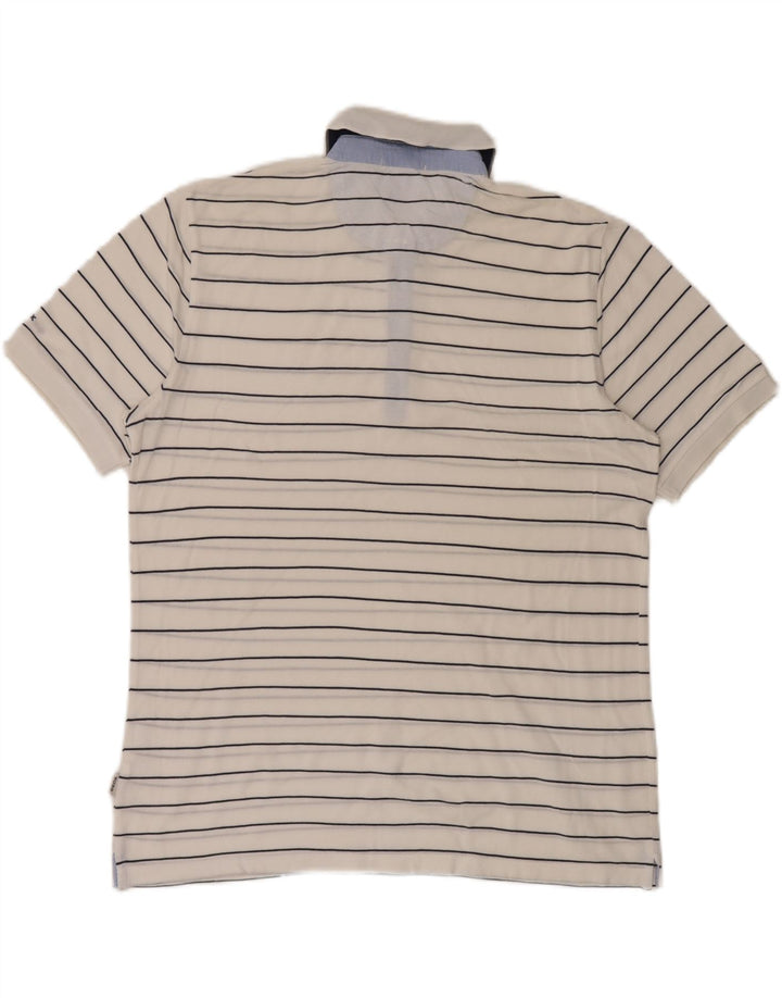 Geox Respira Mens Regular Fit Polo Shirt Large White Striped