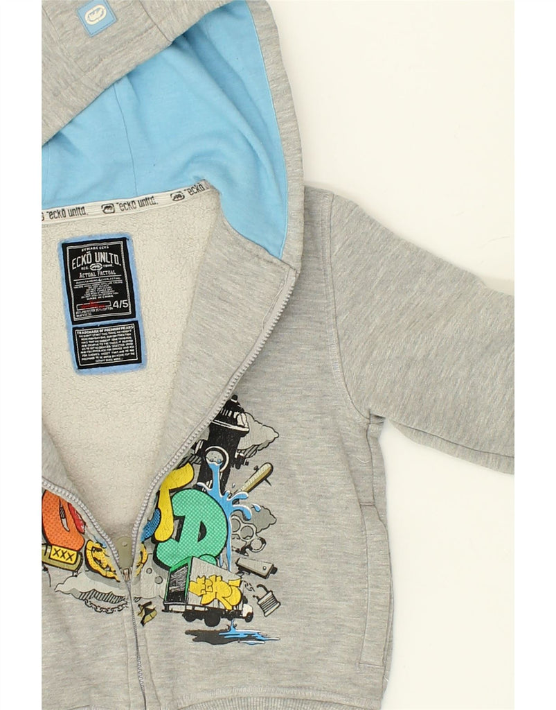 ECKO UNLTD Boys Graphic Zip Hoodie Sweater 4-5 Years Grey Cotton | Vintage Ecko Unltd | Thrift | Second-Hand Ecko Unltd | Used Clothing | Messina Hembry 