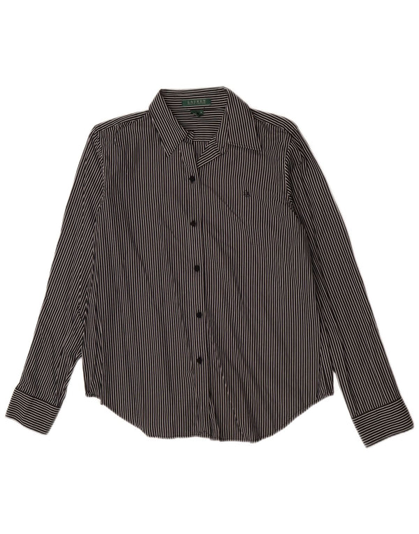 Ralph Lauren Womens Shirt UK 12 Medium Black Pinstripe Cotton