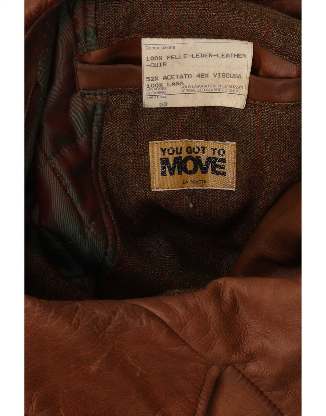 La Matta Mens Double Breasted Leather Jacket IT 52 XL Brown