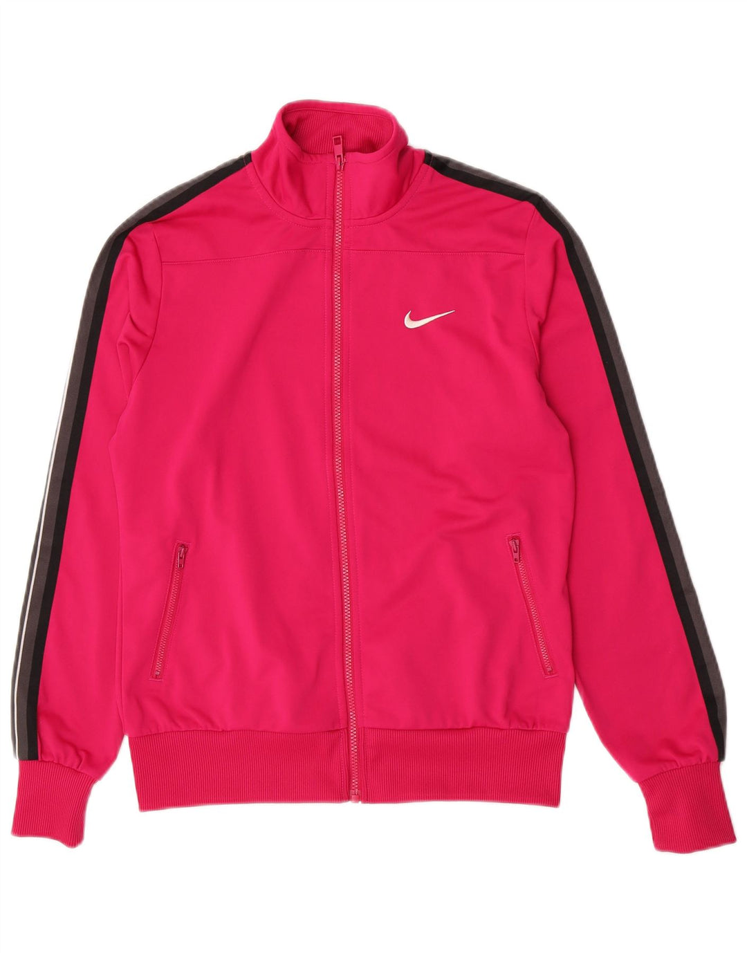 Nike Womens Tracksuit Top Jacket UK 14 Large Pink Colourblock Polyester