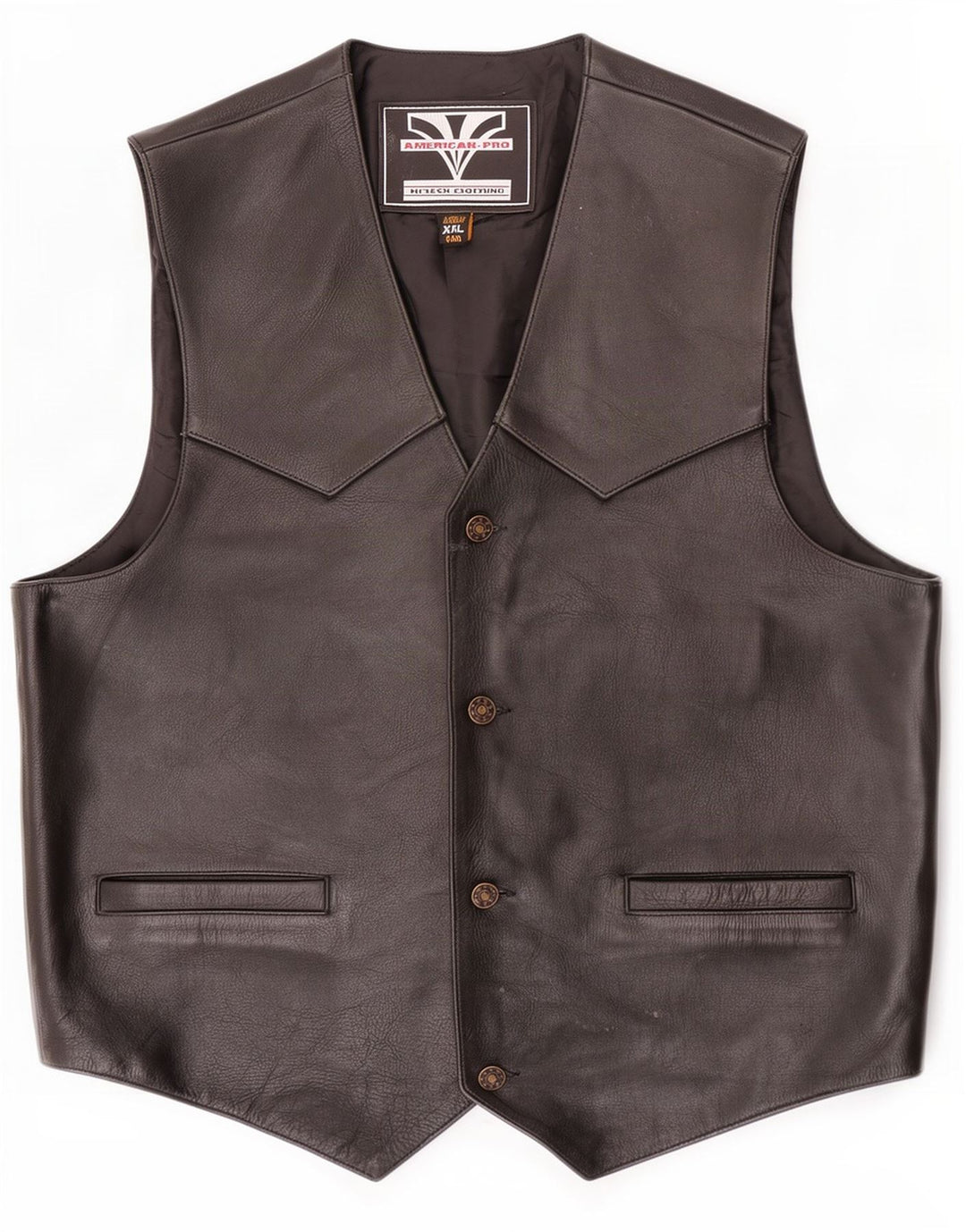 Vintage Mens Leather Waistcoat 2XL Black