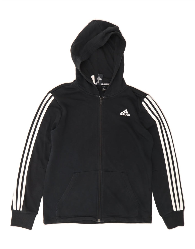 ADIDAS Boys Zip Hoodie Sweater 13-14 Years Black Cotton Vintage Adidas and Second-Hand Adidas from Messina Hembry 