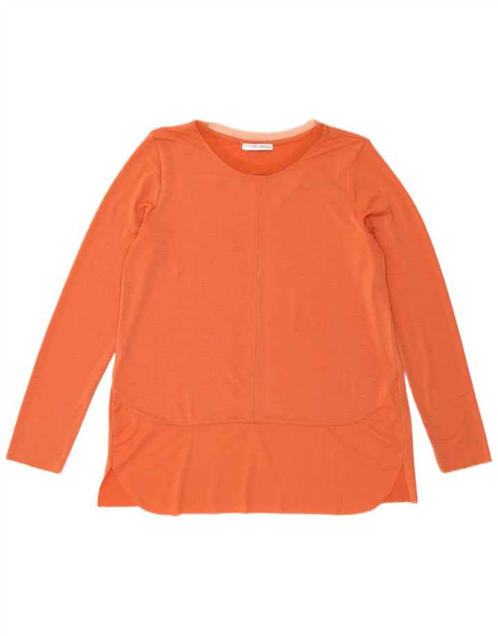 Zara Womens Top Long Sleeve UK 14 Medium Orange Polyester