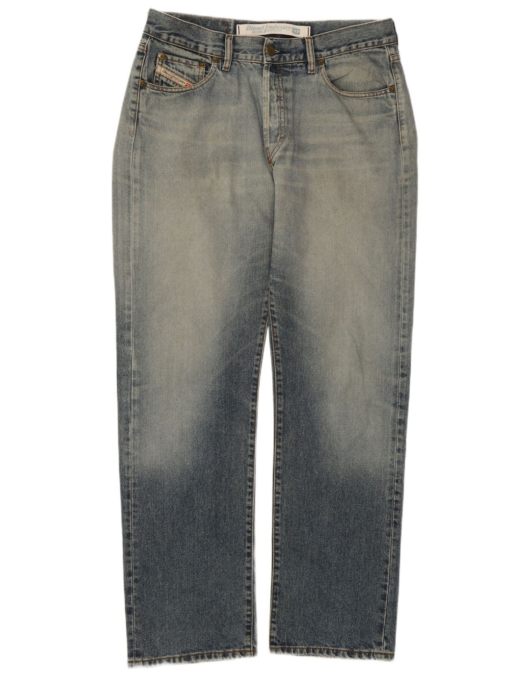 Diesel Mens Distressed Straight Jeans W34 L31 Blue Cotton