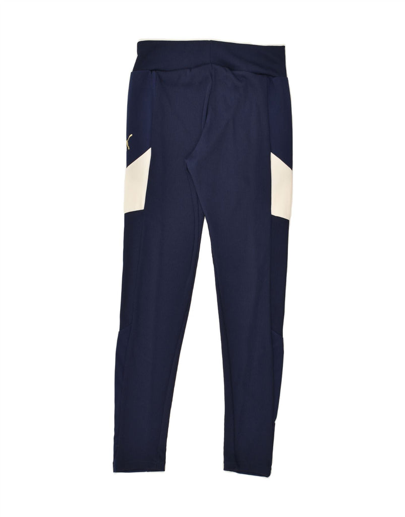 PUMA Womens Tracksuit Trousers UK 10 Small Navy Blue Polyester | Vintage Puma | Thrift | Second-Hand Puma | Used Clothing | Messina Hembry 