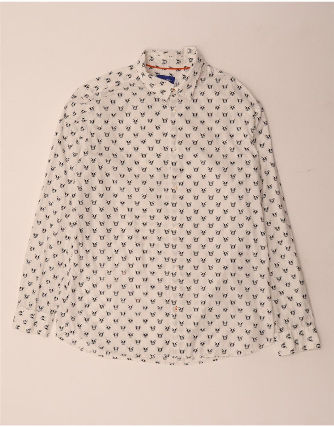 JACK & JONES Mens Shirt 2XL White Spotted Cotton
