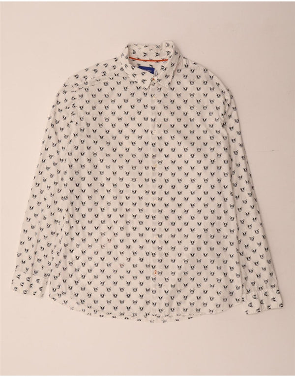 JACK & JONES Mens Shirt 2XL White Spotted Cotton