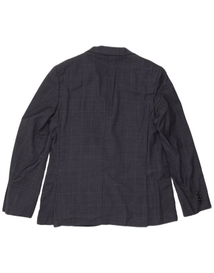 Marks & Spencer Mens 2 Button Slim Blazer Jacket UK 42 XL Navy Blue Check