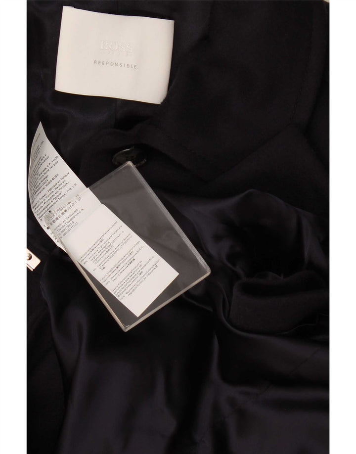 Hugo Boss Womens Overcoat US 4 Small Navy Blue Wool