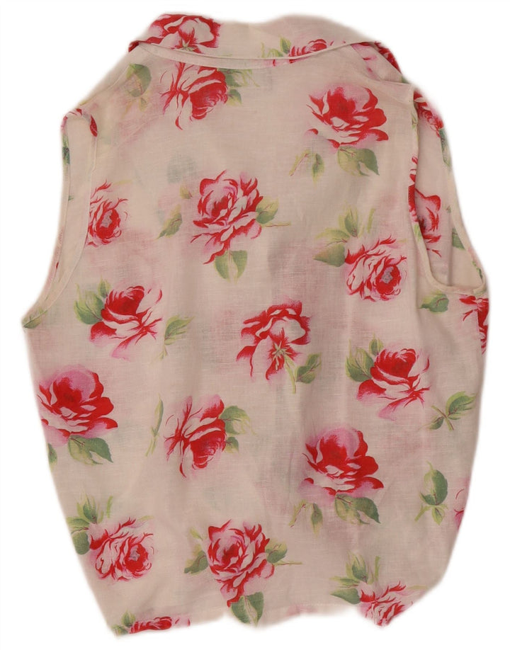 Coexis Womens Crop Sleeveless Shirt Blouse IT 42 Medium White Floral