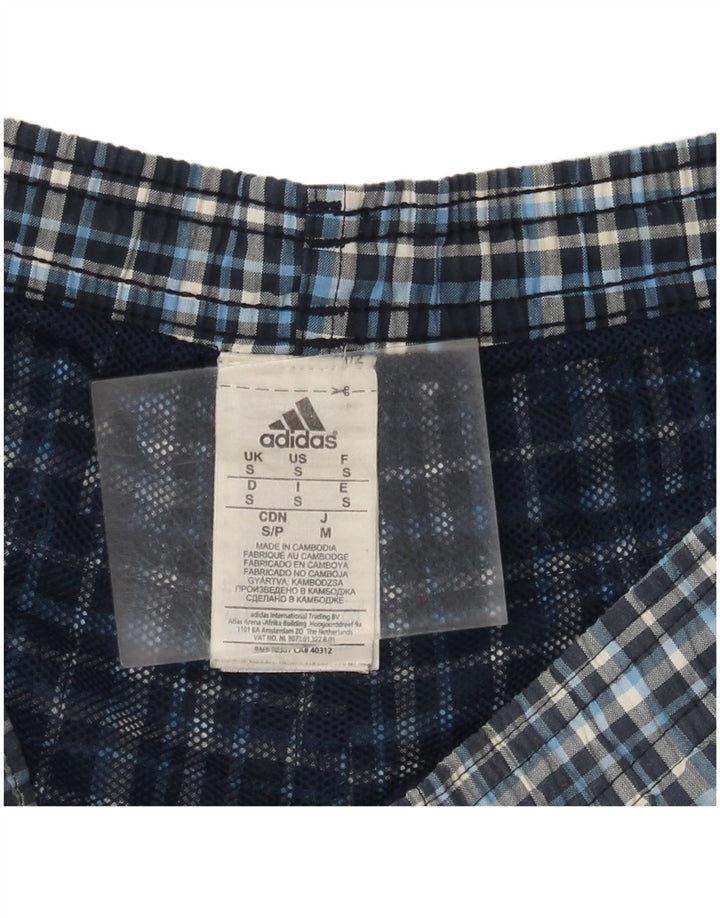 Adidas Mens Swimming Shorts Small  Blue Gingham Polyester