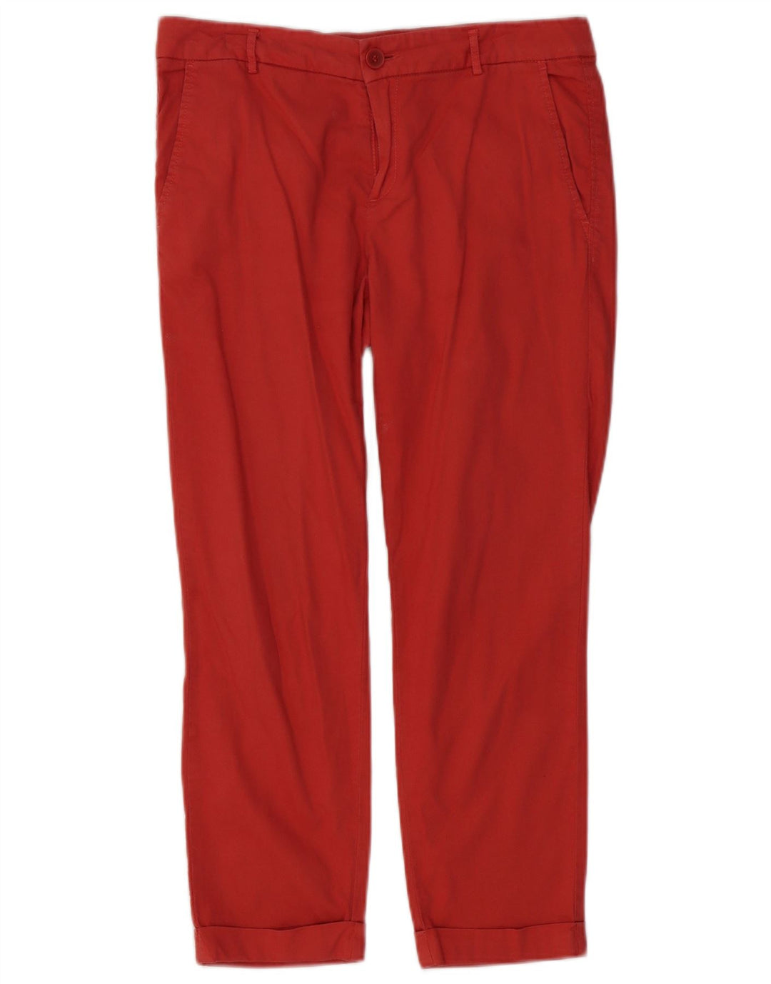 BENETTON Womens Straight Cropped Trousers UK 10 Small W31 L25 Red Cotton