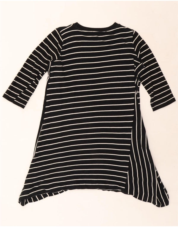 ZARA Womens 3/4 Sleeve Asymmetrical Dress UK 14 Medium Black Striped