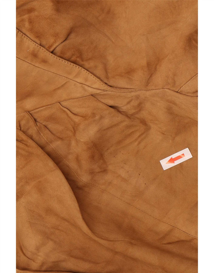 Vintage Womens Suede Bomber Jacket IT 42 Medium Beige Leather