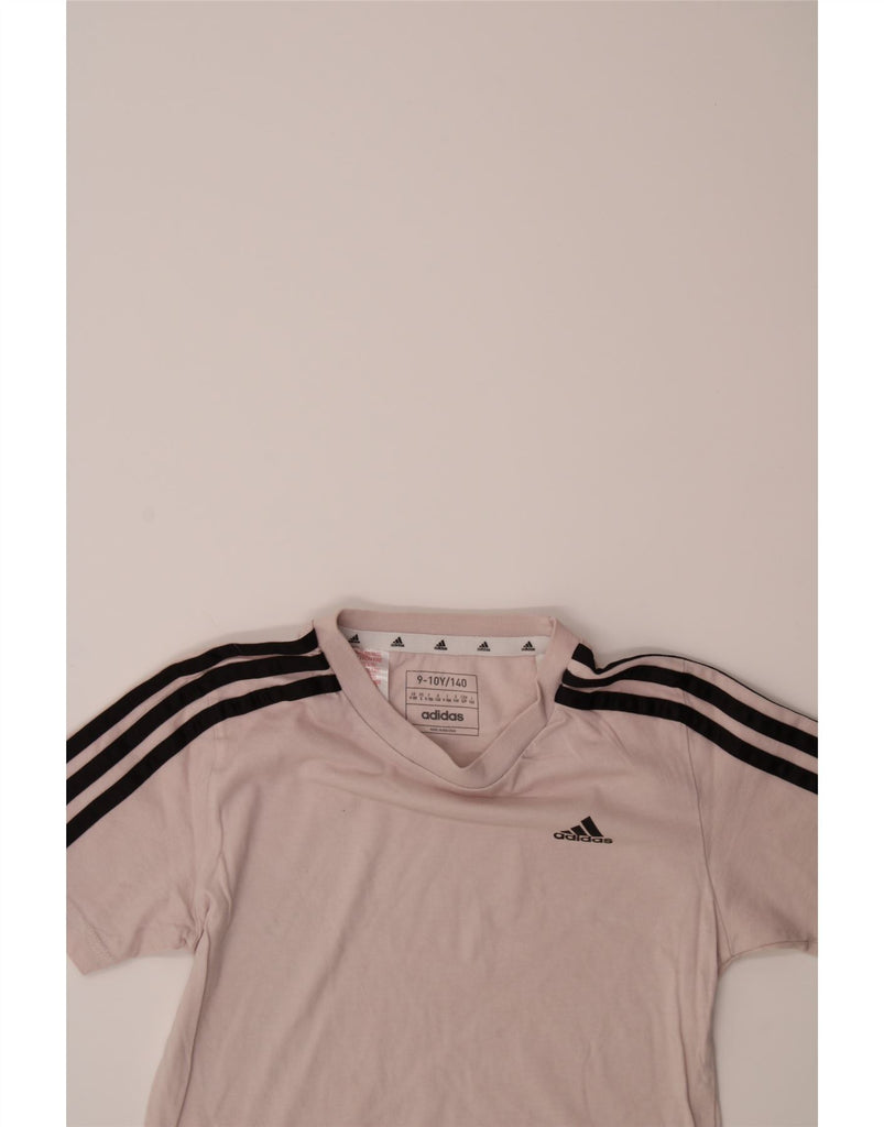 ADIDAS Girls T-Shirt Top 9-10 Years Pink Cotton Vintage Adidas and Second-Hand Adidas from Messina Hembry 