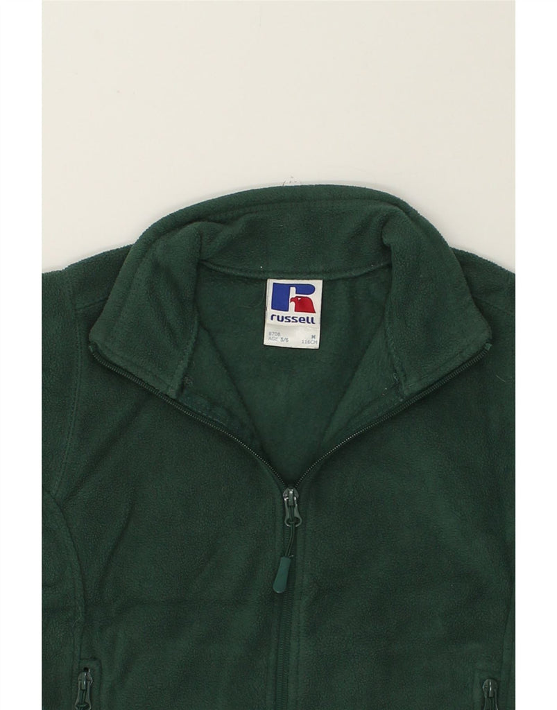 RUSSELL ATHLETIC Girls Fleece Jacket 5-6 Years Medium Green Polyester | Vintage Russell Athletic | Thrift | Second-Hand Russell Athletic | Used Clothing | Messina Hembry 