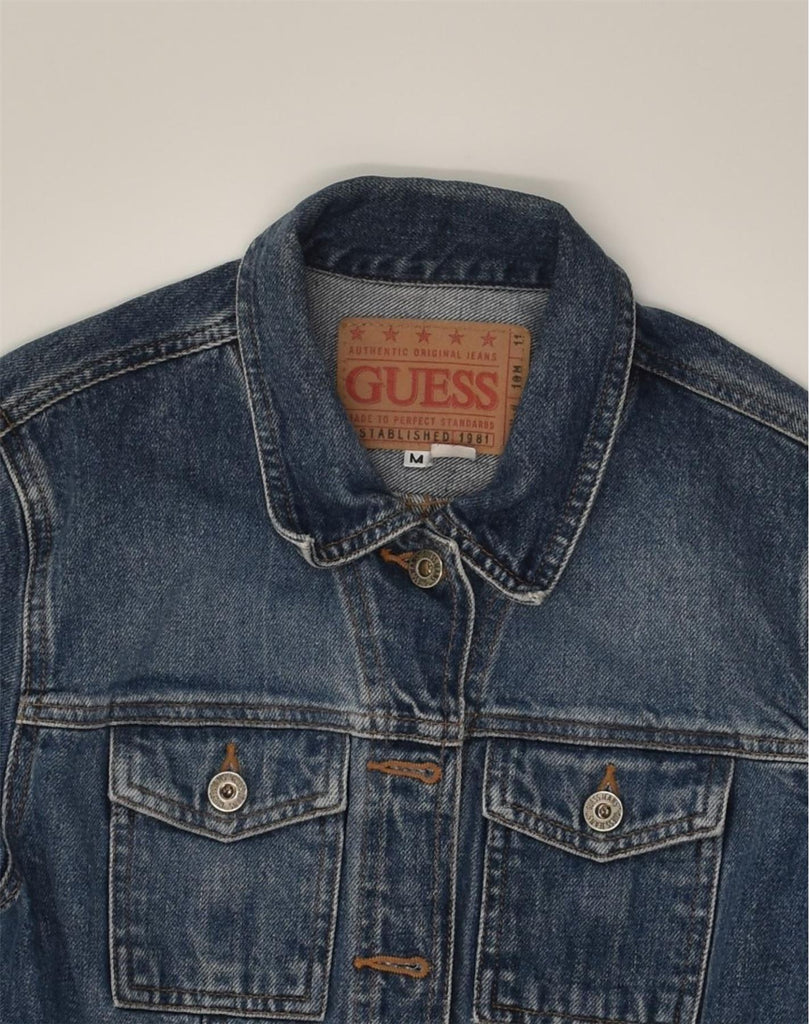 GUESS Womens Denim Jacket UK 14 Medium Navy Blue Cotton | Vintage Guess | Thrift | Second-Hand Guess | Used Clothing | Messina Hembry 