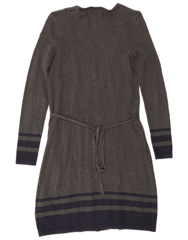 Tommy Hilfiger Womens Knit Wrap Dress UK 6 XS Grey Striped Cotton
