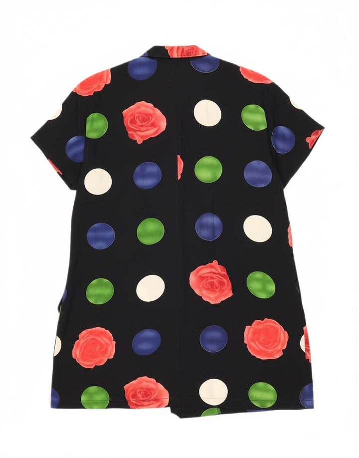 LUIGI Womens Shirt Dress IT 42 Medium Black Floral Viscose Vintage Luigi and Second-Hand Luigi from Messina Hembry 