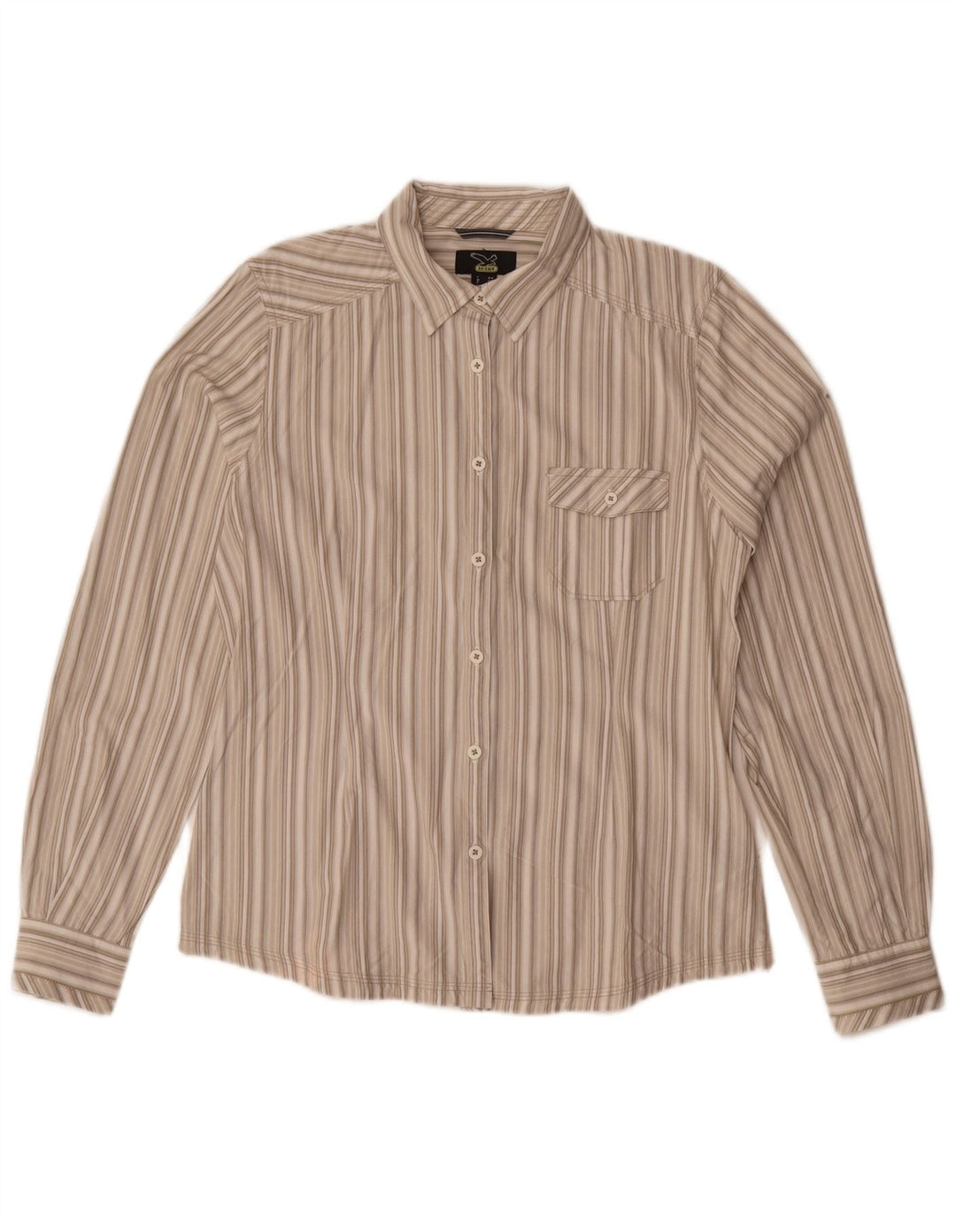 SALEWA Womens Shirt UK 10 Small Beige Striped Cotton