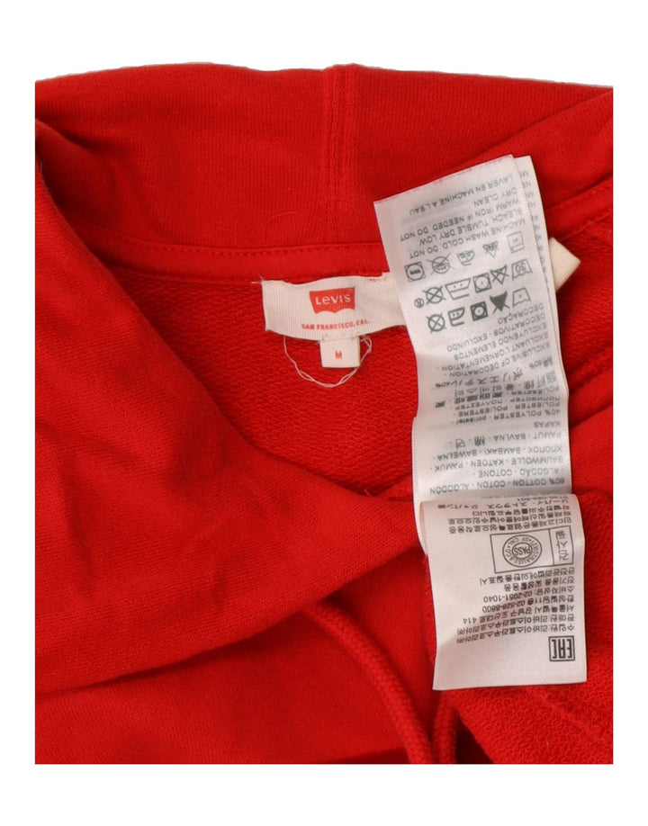LEVI'S Womens Graphic Hoodie Jumper UK 14 Medium Red Cotton Vintage Levi's and Second-Hand Levi's from Messina Hembry 