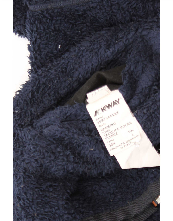 K-Way Mens Hooded Reversible Fleece Jacket UK 40 Large Navy Blue Polyester