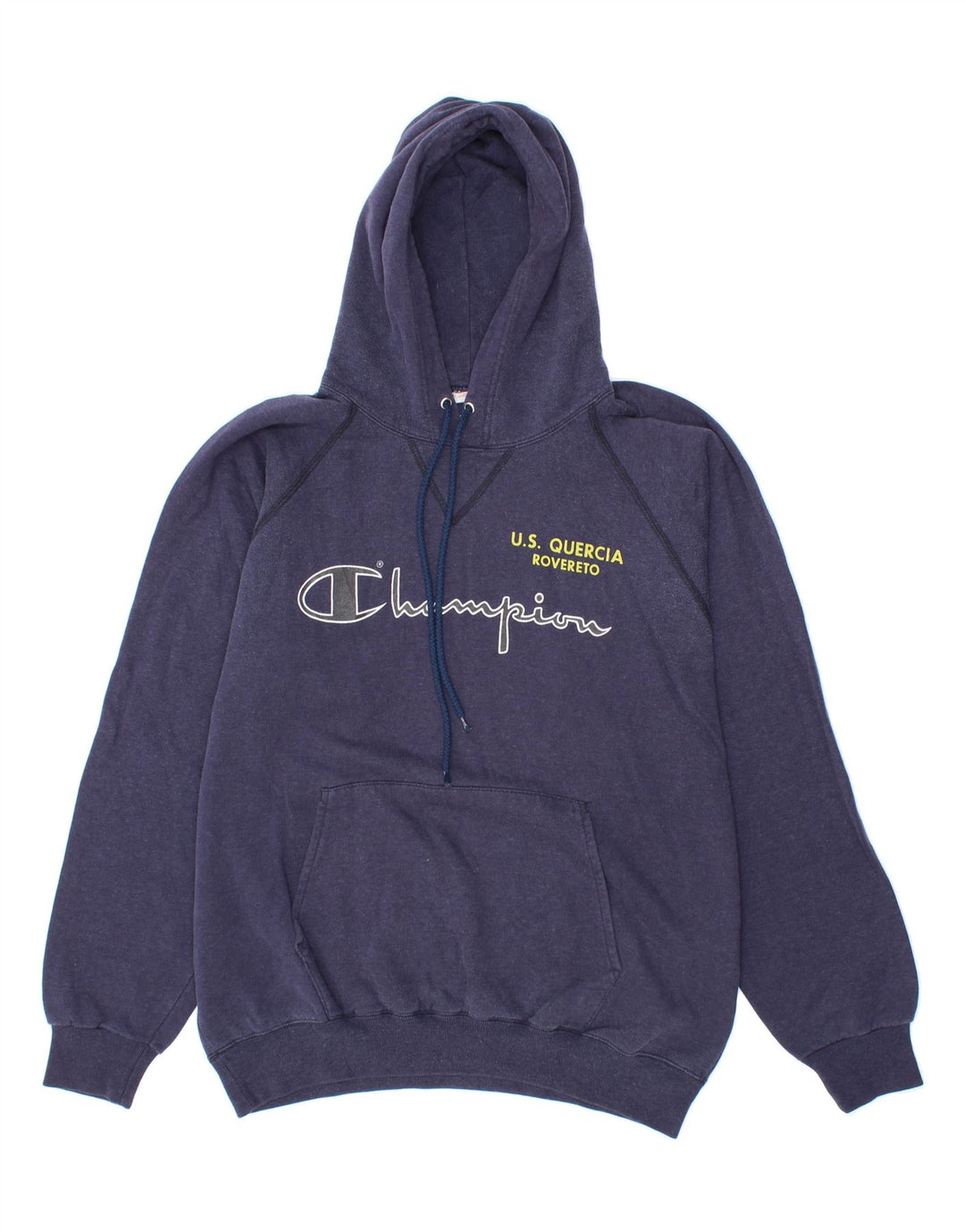 CHAMPION Mens Graphic Hoodie Jumper Medium Navy Blue Cotton Vintage Champion and Second-Hand Champion from Messina Hembry 