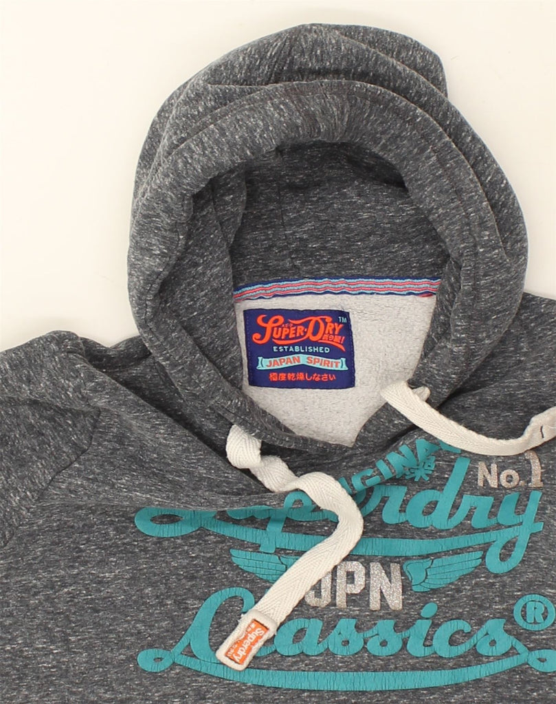 SUPERDRY Womens Graphic Hoodie Jumper UK 14 Large Grey | Vintage Superdry | Thrift | Second-Hand Superdry | Used Clothing | Messina Hembry 