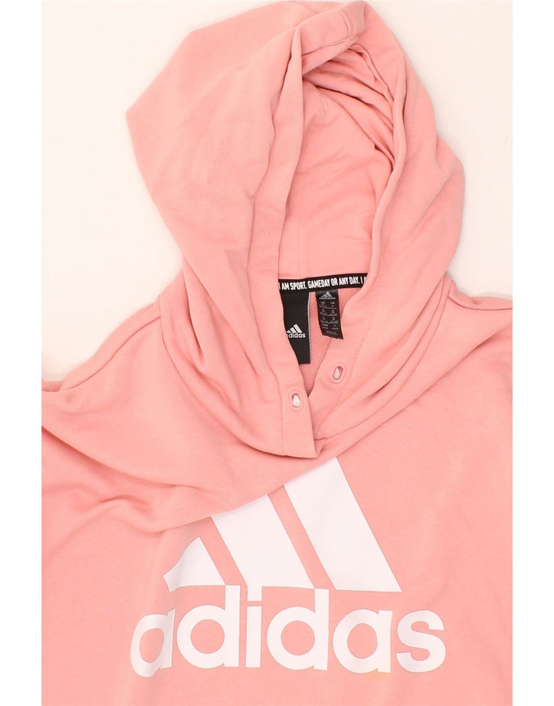 ADIDAS Womens Graphic Hoodie Jumper UK 12/14 Medium Pink Cotton Vintage Adidas and Second-Hand Adidas from Messina Hembry 