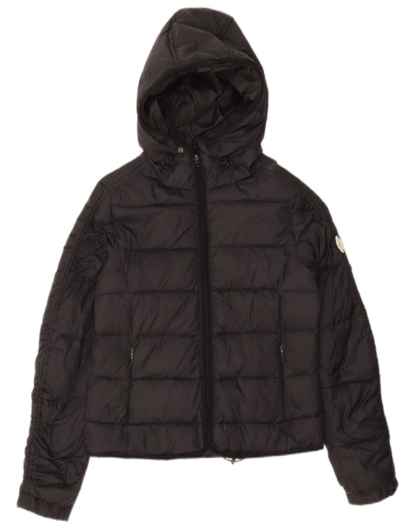 Replay Womens Hooded Padded Jacket UK 12 Medium Black