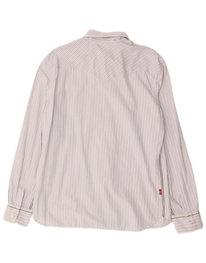 Levi's Mens Shirt Medium Blue Striped Cotton