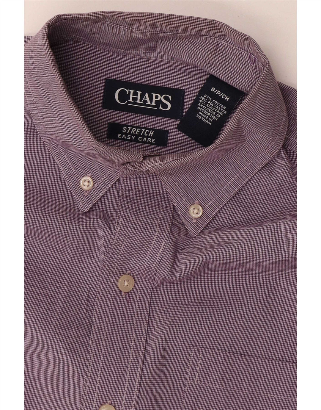 Chaps Mens Oversized Shirt UK 10 Small Purple Houndstooth Cotton