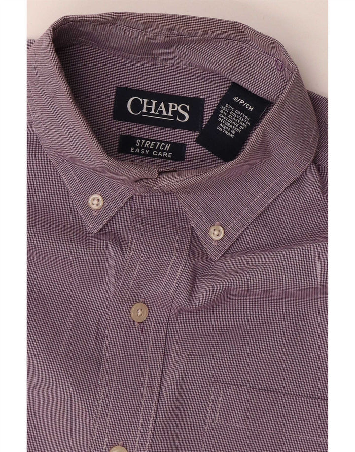 Chaps Mens Oversized Shirt UK 10 Small Purple Houndstooth Cotton