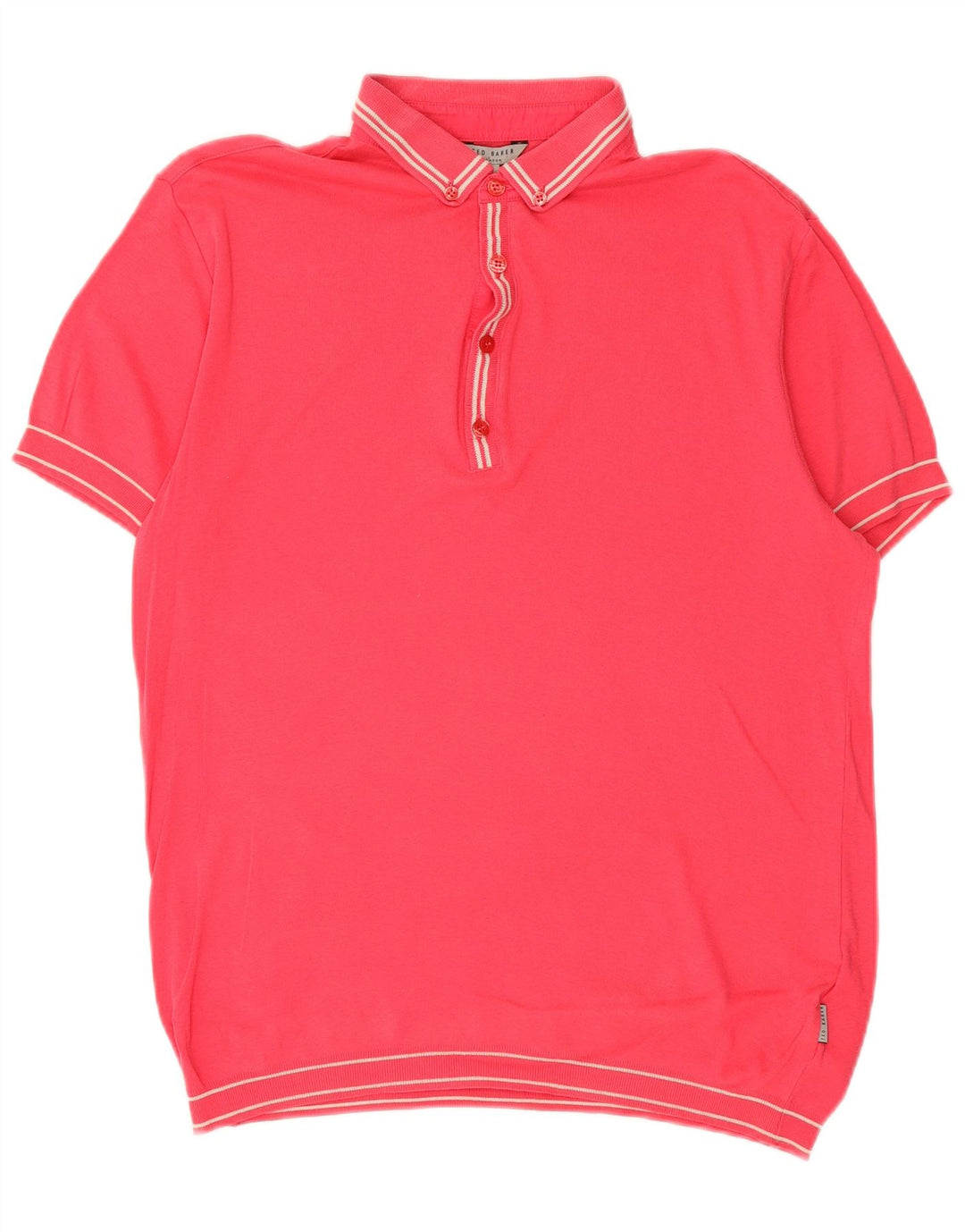 Ted Baker Mens Polo Neck Jumper Sweater Size 3 Medium Pink Striped