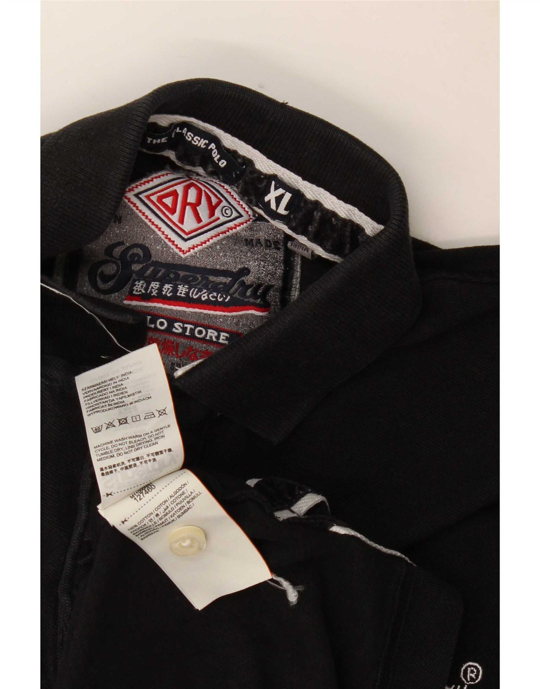 Superdry Mens Polo Shirt XL Black Cotton