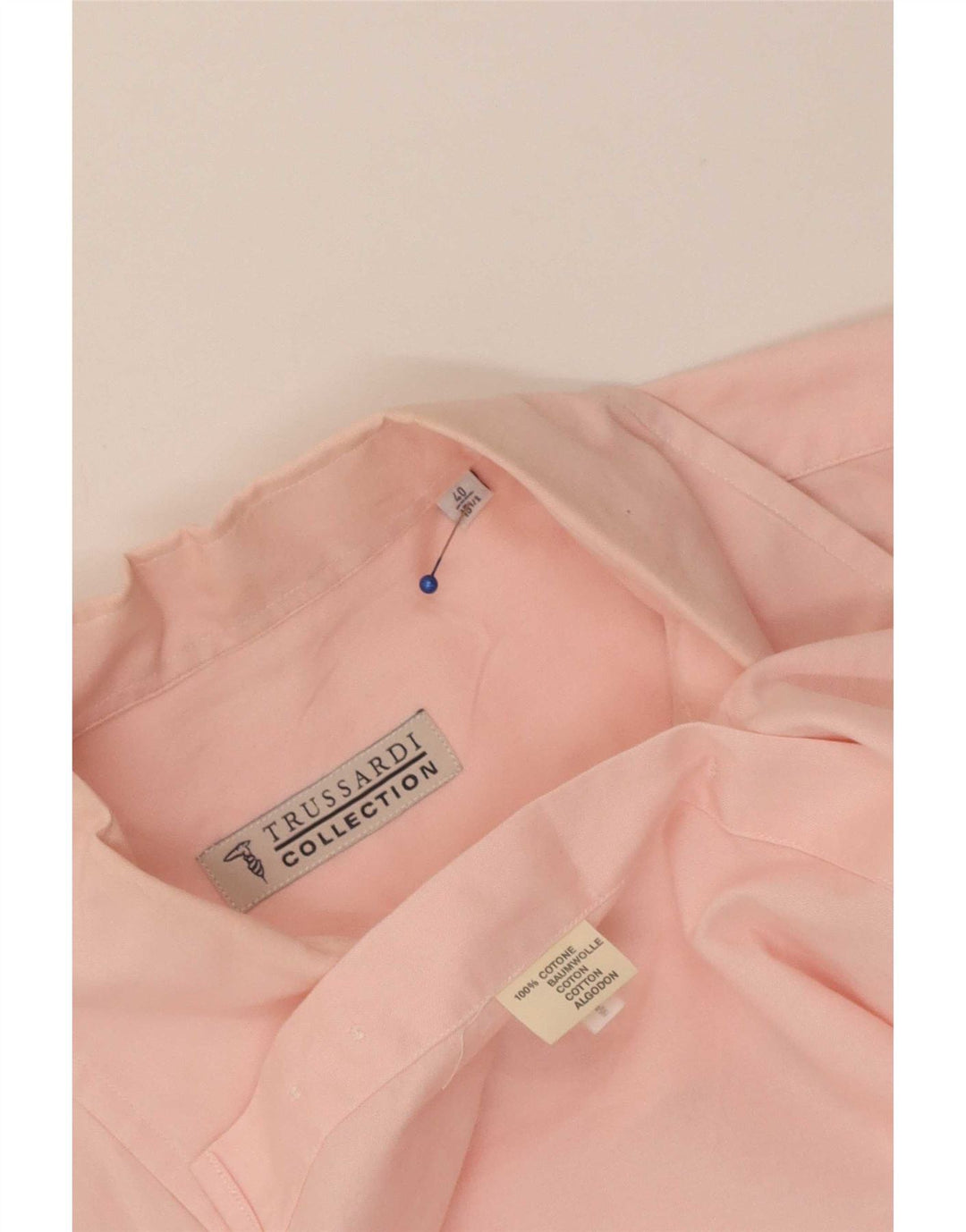 Trussardi Jeans Mens Shirt Size 40 15 1/2 Medium Pink Cotton