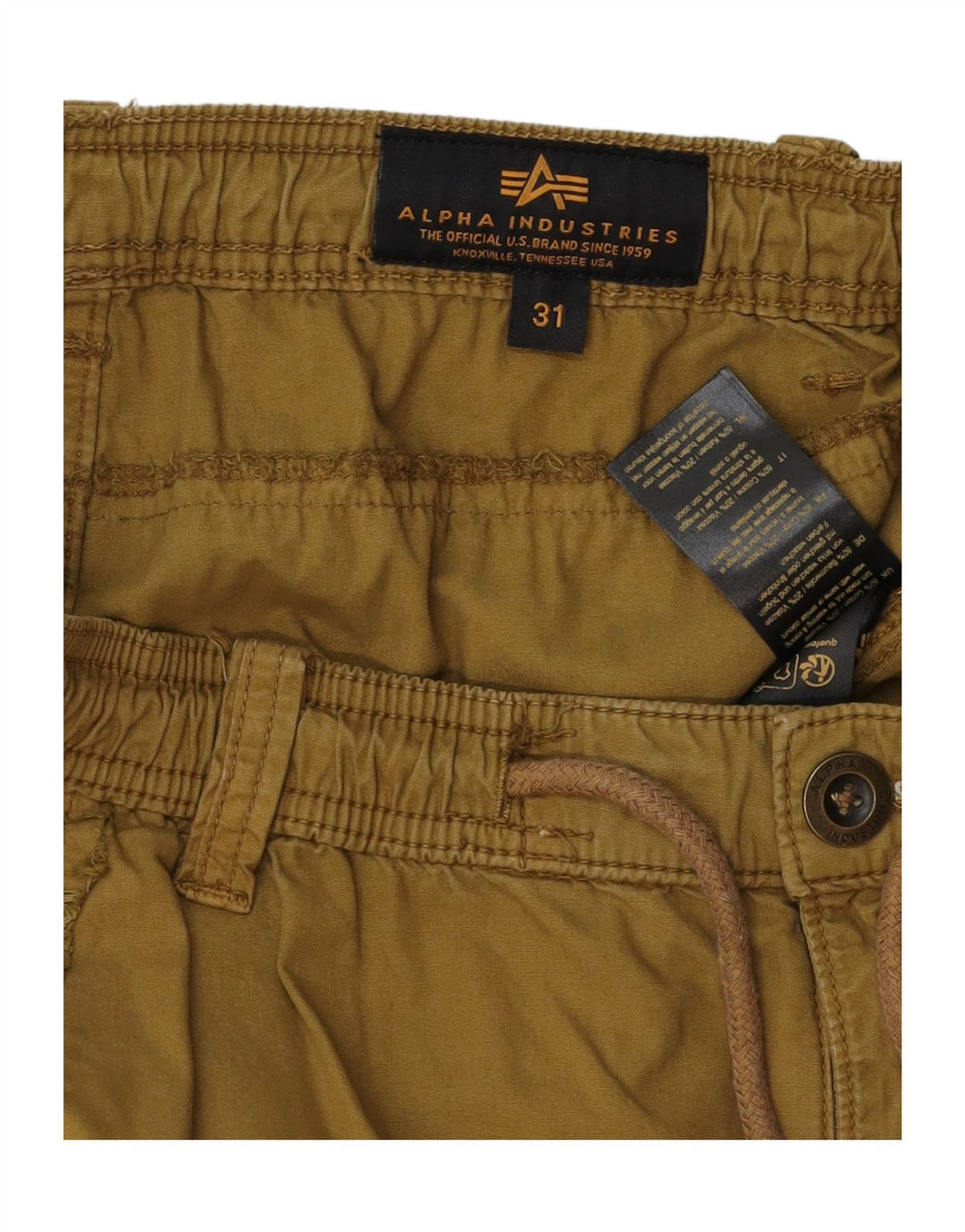 Alpha Industries Mens Cargo Shorts W31 Medium Khaki Cotton
