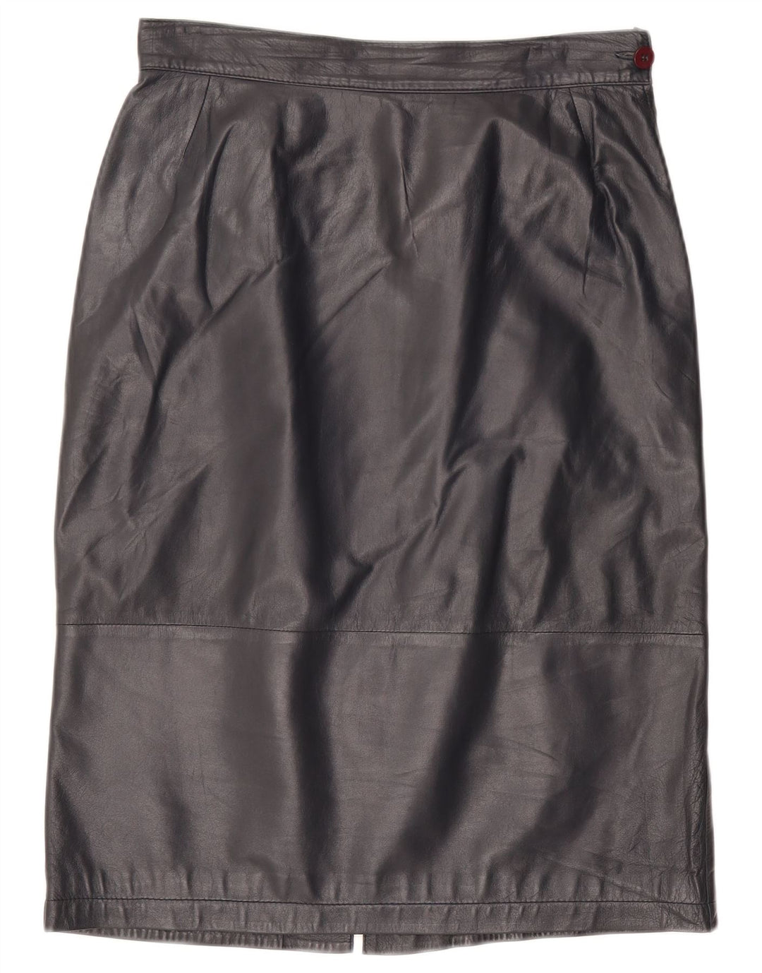 Vintage Womens Leather Skirt IT 46 Large W32 Navy Blue