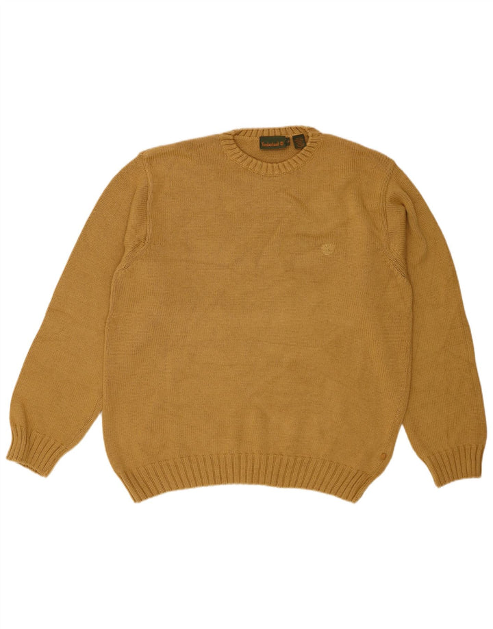 TIMBERLAND Mens Crew Neck Jumper Sweater Large Yellow Cotton