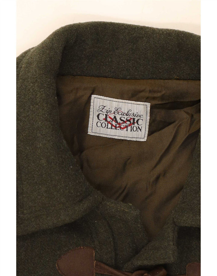 Vintage Mens Duffle Coat UK 38 Medium Khaki Wool
