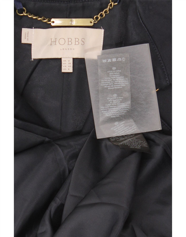 Hobbs Womens Trench Coat UK 12 Medium Navy Blue Cotton