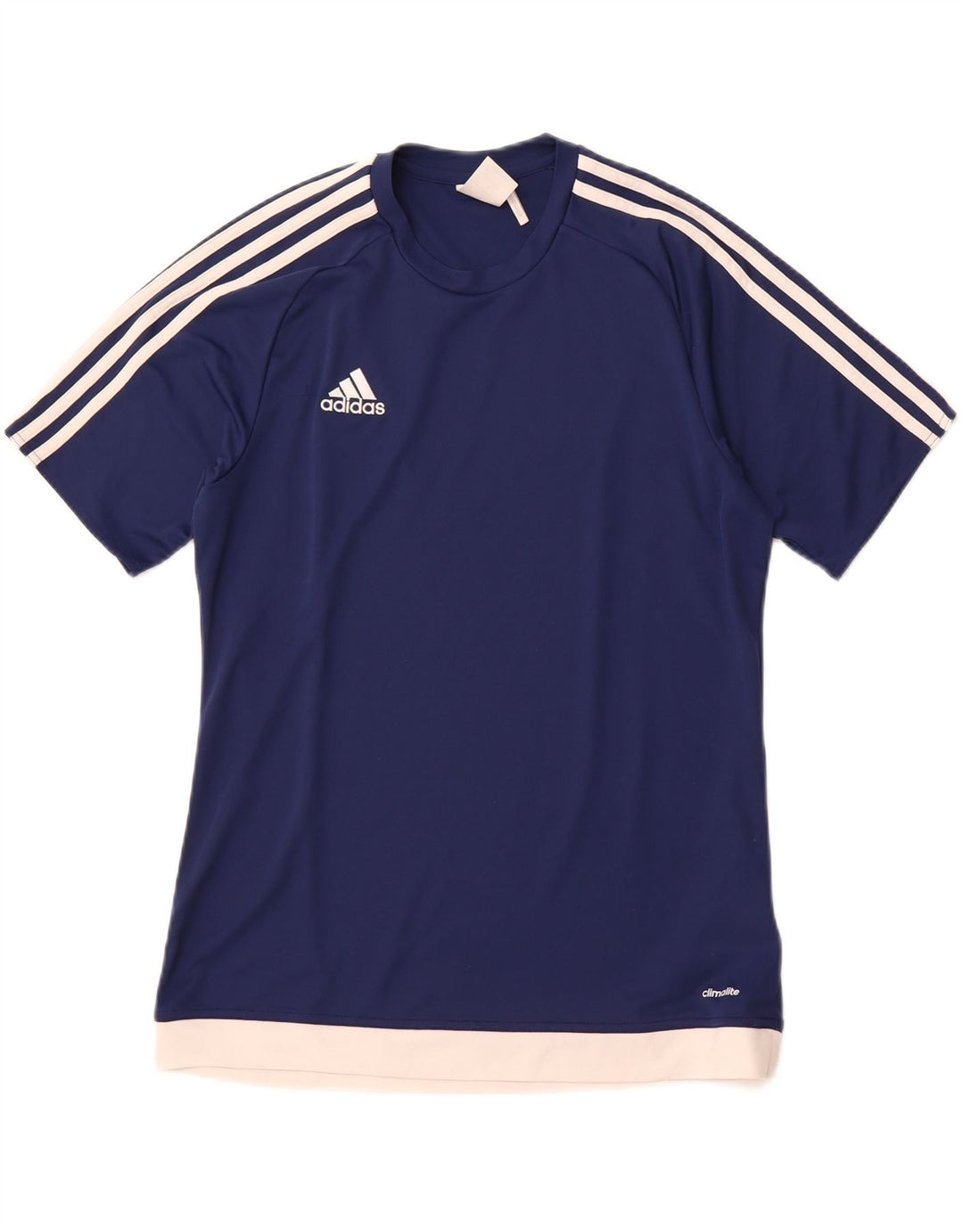 ADIDAS Mens Climalite T-Shirt Top Medium Navy Blue Colourblock Polyester