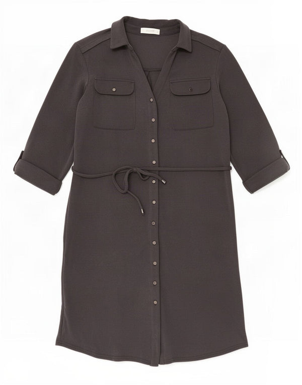 Oasis Womens 3/4 Sleeve Shirt Dress UK 14 Medium Grey Modal