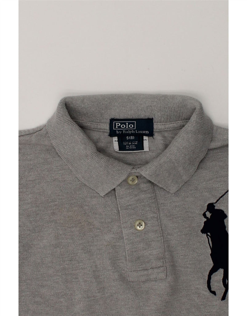 POLO RALPH LAUREN Boys Graphic Long Sleeve Polo Shirt 7-8 Years Small Grey | Vintage Polo Ralph Lauren | Thrift | Second-Hand Polo Ralph Lauren | Used Clothing | Messina Hembry 