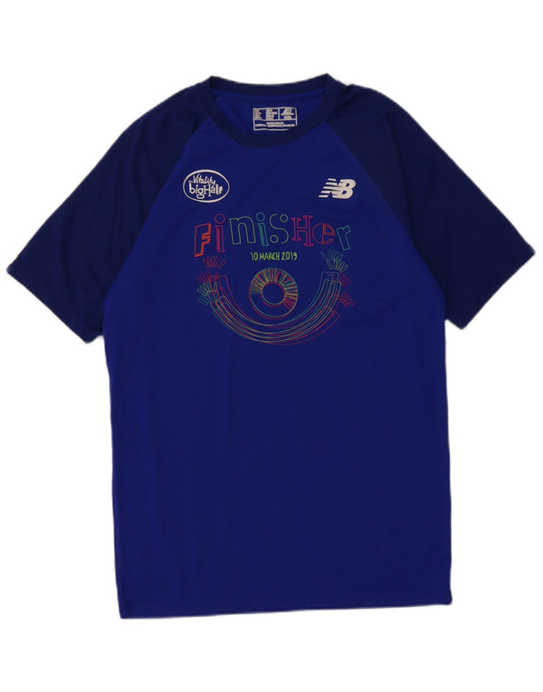 New Balance Mens Graphic T-Shirt Top Small Blue Colourblock