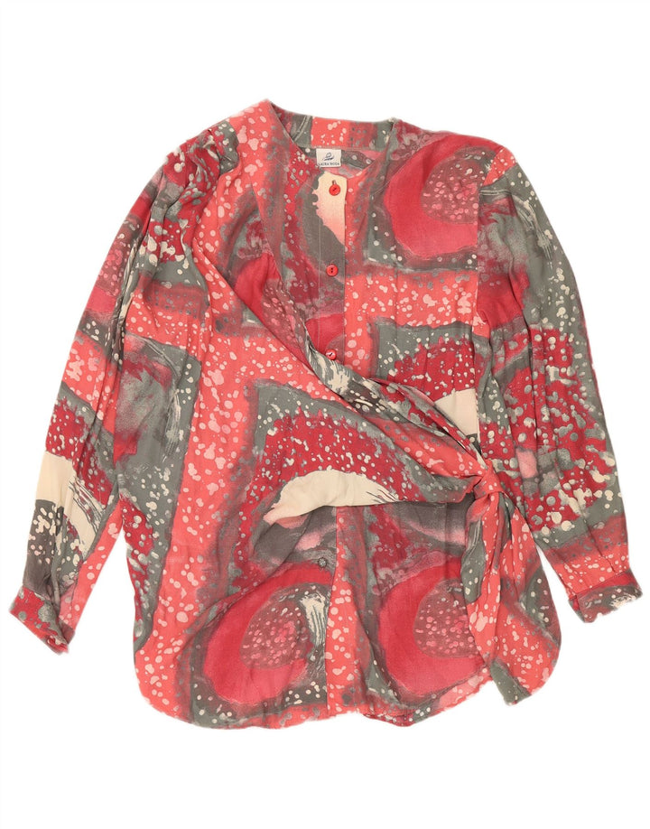 Vintage Womens Abstract Pattern Long Sleeve Shirt Blouse UK 20 2XL Red
