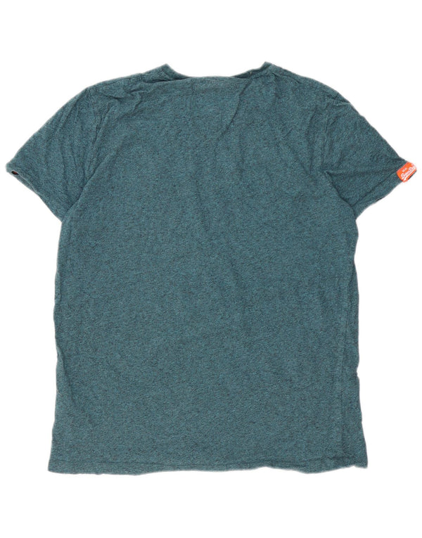 Superdry Mens T-Shirt Top XL Green Flecked Cotton